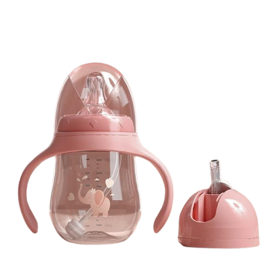 Biberon évolutif (biberon, gourde, gobelet) - rose 180ml - double tête