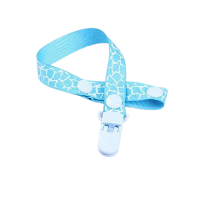 Attache-tétine ruban ajustable pour bébé - bleu tacheté blanc