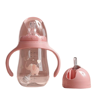 Biberon évolutif (biberon, gourde, gobelet) - rose 240ml - double tête