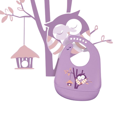 Bavoir Impermeable - hibou violet