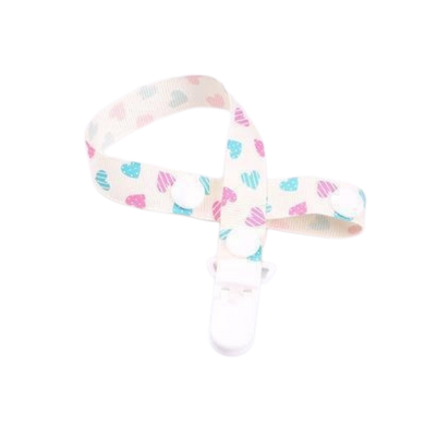 Attache-tétine ruban ajustable pour bébé - blanc à coeur