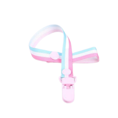 Attache-tétine ruban ajustable pour bébé - blanc blanc rose