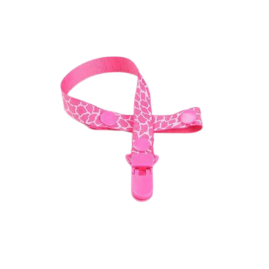 Attache-tétine ruban ajustable pour bébé - rose tacheté noir