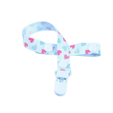 Attache-tétine ruban ajustable pour bébé - bleu à coeur