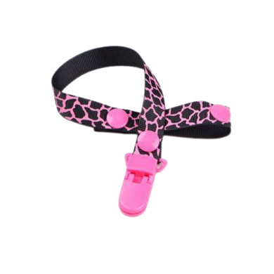Attache-tétine ruban ajustable pour bébé - rose tacheté noir