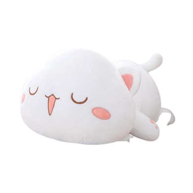 Peluche Chat - blanc yeux fermés