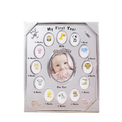 Cadre Photo 12 vues miniatures, 1 grande vue - gris