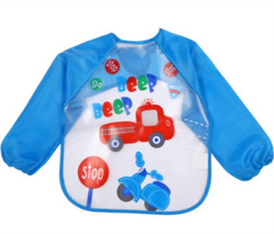 Bavoir imperméable à manches longues - moto bleu