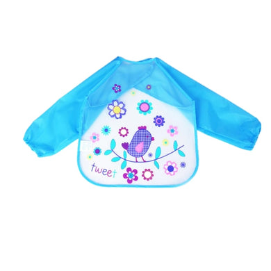 Bavoir imperméable à manches longues - oiseau bleu