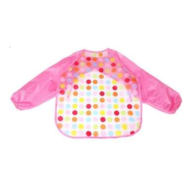 Bavoir imperméable à manches longues - rose points multicolores
