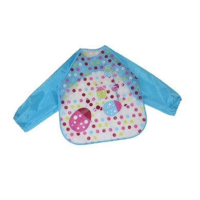 Bavoir imperméable à manches longues - bleu coccinelle