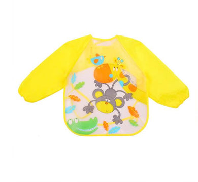 Bavoir imperméable à manches longues - petit singe jaune