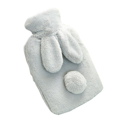 Bouillote peluche lapin - gris clair