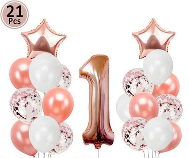 Décoration fête d'anniversaire - 21 pcs rose doré