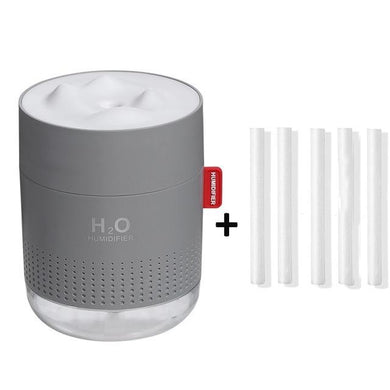 Humidificateur et diffuseur d'huiles essentielles à ultrasons blanc de 500ML - USB - gris + 5 tiges en coton