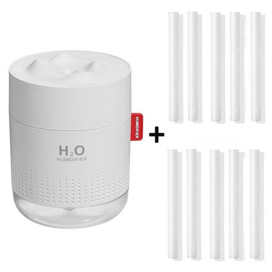 Humidificateur et diffuseur d'huiles essentielles à ultrasons blanc de 500ML - USB - blanc + 10 tiges en coton