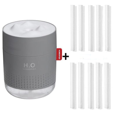Humidificateur et diffuseur d'huiles essentielles à ultrasons blanc de 500ML - USB - gris + 10 tiges en coton