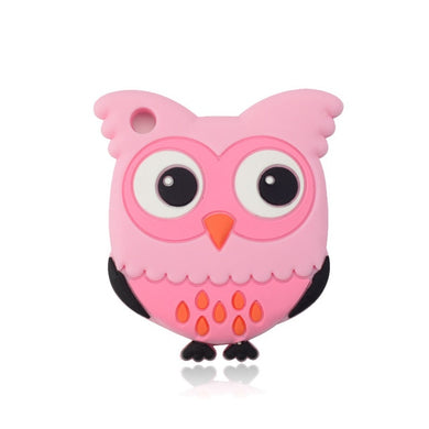 Anneau de dentition en Silicone sans BPA - hibou rose