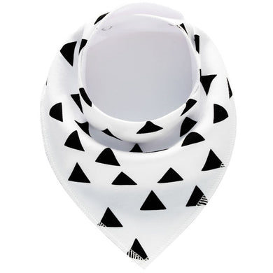 Bavoir bandana en tissu - blanc triangles noirs