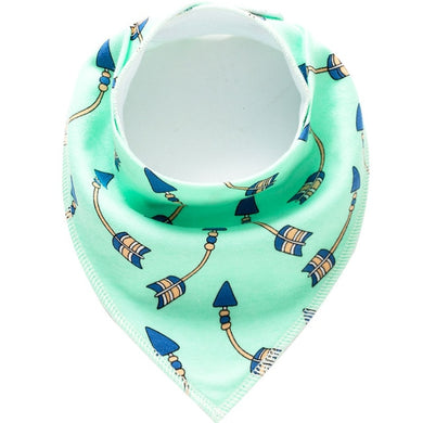 Bavoir bandana en tissu - vert clair flèche bleue