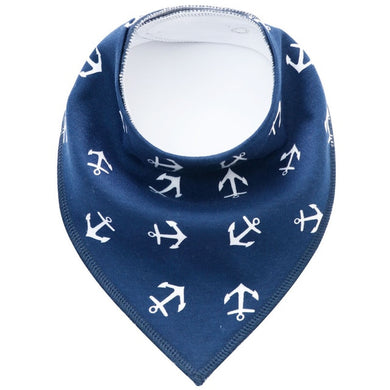 Bavoir bandana en tissu - bleu ancre