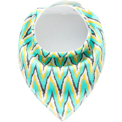 Bavoir bandana en tissu - rayures jaune bleu vert