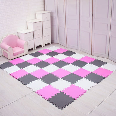 Puzzle Tapis Mousse Bébé - gris blanc rose