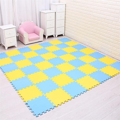 Puzzle Tapis Mousse Bébé - jaune et bleu