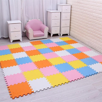 Puzzle Tapis Mousse Bébé - jaune orange bleu blanc rose