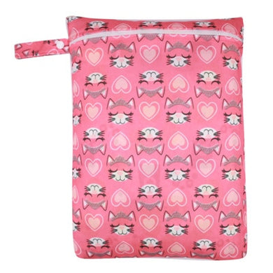 Sac à couches imperméable et lavable 30 x 40cm - chat rose