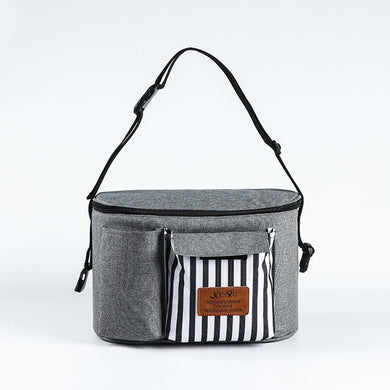 Sac bébé poussette - gris à rayures