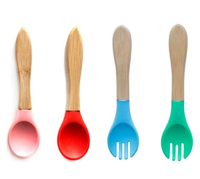 Lot de couverts en bambou - fourchette et cuillère - 4 pcs