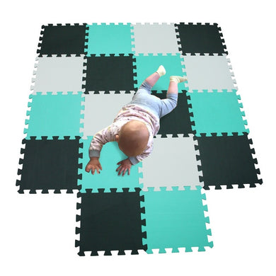Puzzle Tapis Mousse Bebe - vert noir blanc
