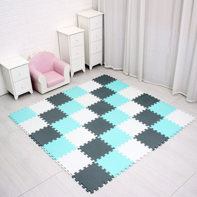 Puzzle Tapis en mousse pour bébé - gris blanc vert