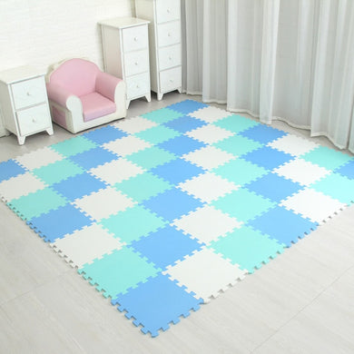 Puzzle Tapis Mousse Bebe - blanc bleu vert