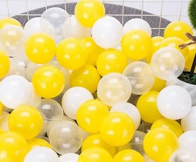 Ballons pour tapis d'éveil ou d'activité - jaune blanc transparent