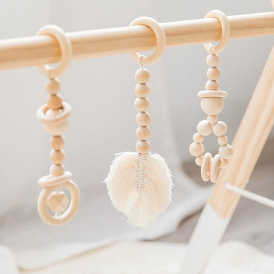 Crochets en bois pour bébé - aile d'ange collier anneau