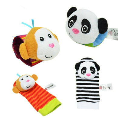 Lot chaussettes et poignet hochet 0-12 mois - panda singe 4pcs