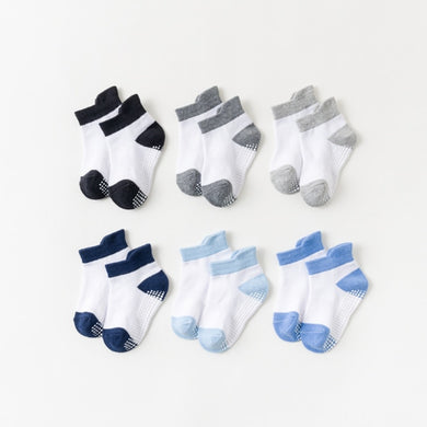 Lot de 6 pairs de chaussette Antiderapante pour bébé - blanc multicolore unisexe