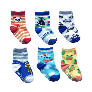 Lot de 6 pairs de chaussette Antiderapante pour bébé - multicolore à motifs - Sérénité