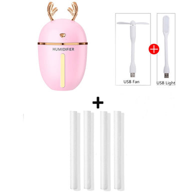 Humidificateur d'air et diffuseur d'huiles essentielles - rose 3 en 1 et 4 filtres