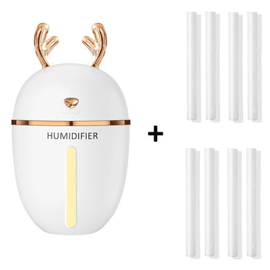 Humidificateur d'air et diffuseur d'huiles essentielles - blanc et 8 filtres