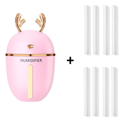 Humidificateur d'air et diffuseur d'huiles essentielles - rose et 8 filtres