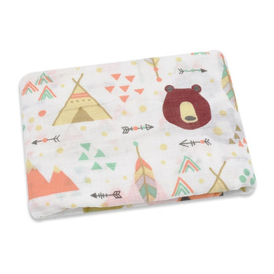 Couverture en mousseline 100% coton (120cm x 120 cm) - ours renard