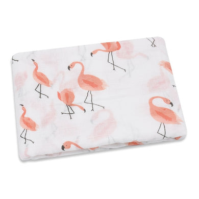 Couverture en mousseline 100% coton (120cm x 120 cm) - flamant rose