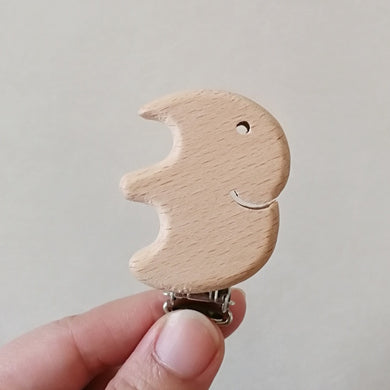 Attache-sucette en bois de hêtre naturel - éléphant