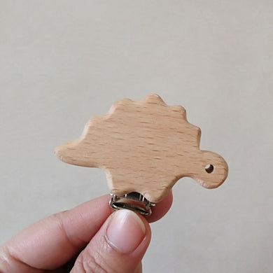 Attache-sucette en bois de hêtre naturel - tortue