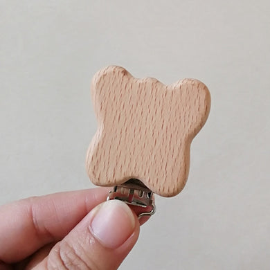 Attache-sucette en bois de hêtre naturel - papillon