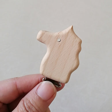 Attache-sucette en bois de hêtre naturel - hyppocampe