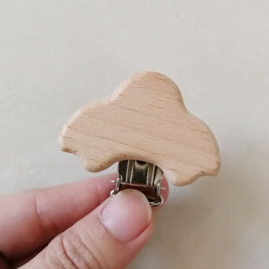 Attache-sucette en bois de hêtre naturel - voiture